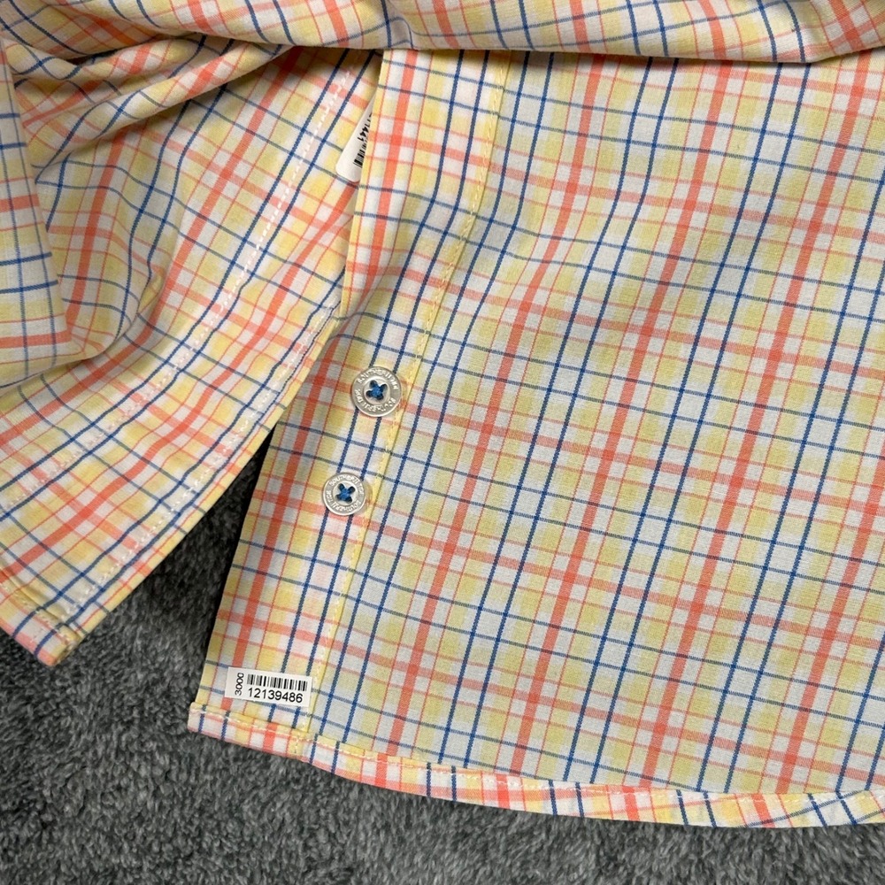 Southern Tide Button Down Shirt Mens Large Tattersall Check Orange Yellow Blue - Picture 13 of 14
